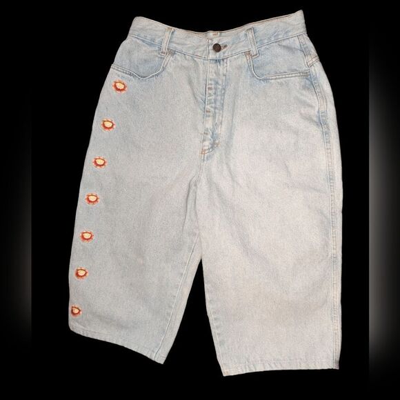 Vintage‎ Observer floral embroidered jean shorts made in Italy - Picture 1 of 11
